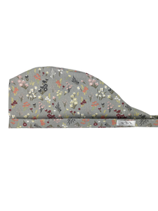 Gray Floral Women's Scrub Cap