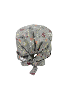 Gray Floral Women's Scrub Cap