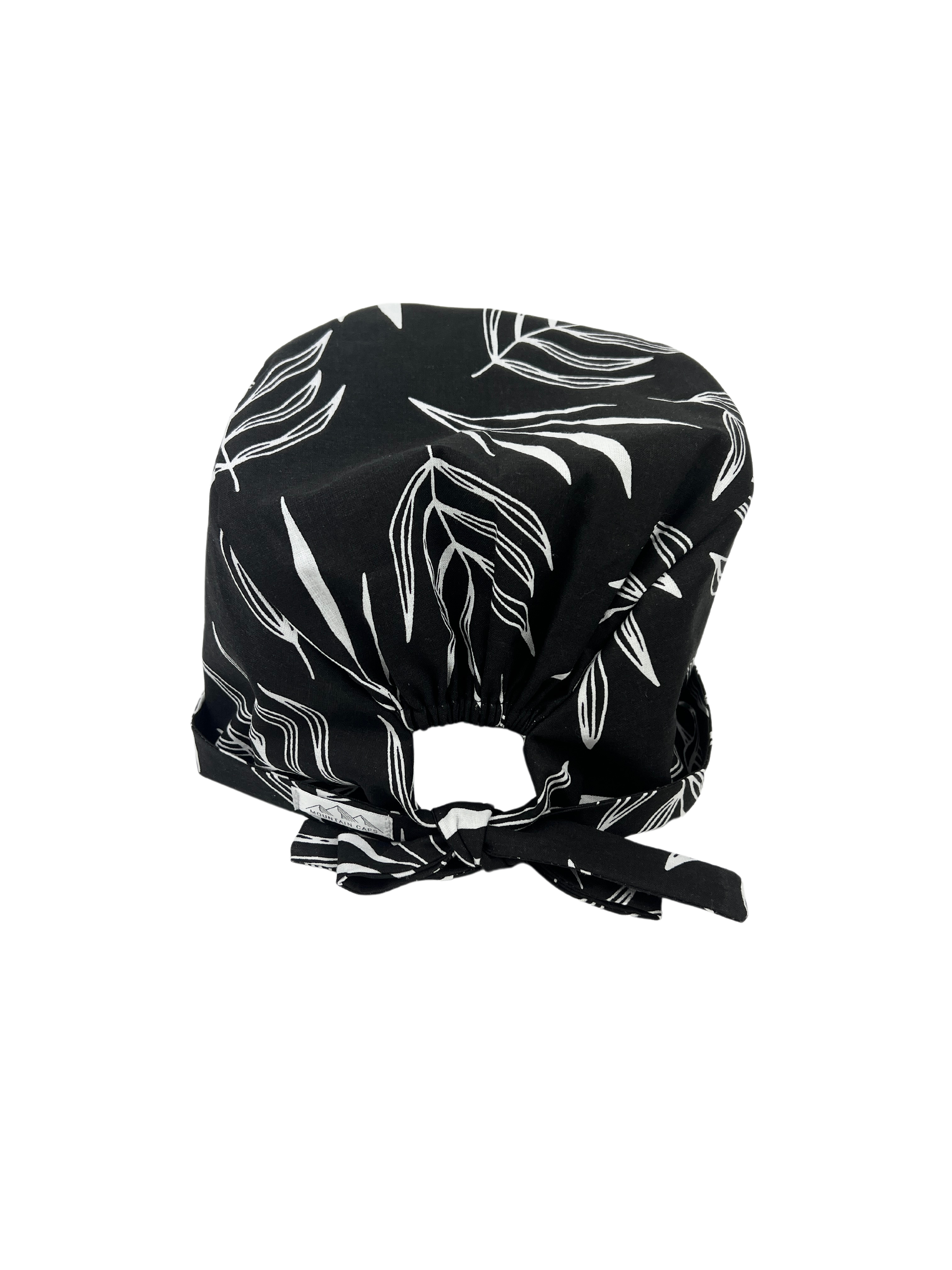 Large Leaves on Black Women's Scrub Cap