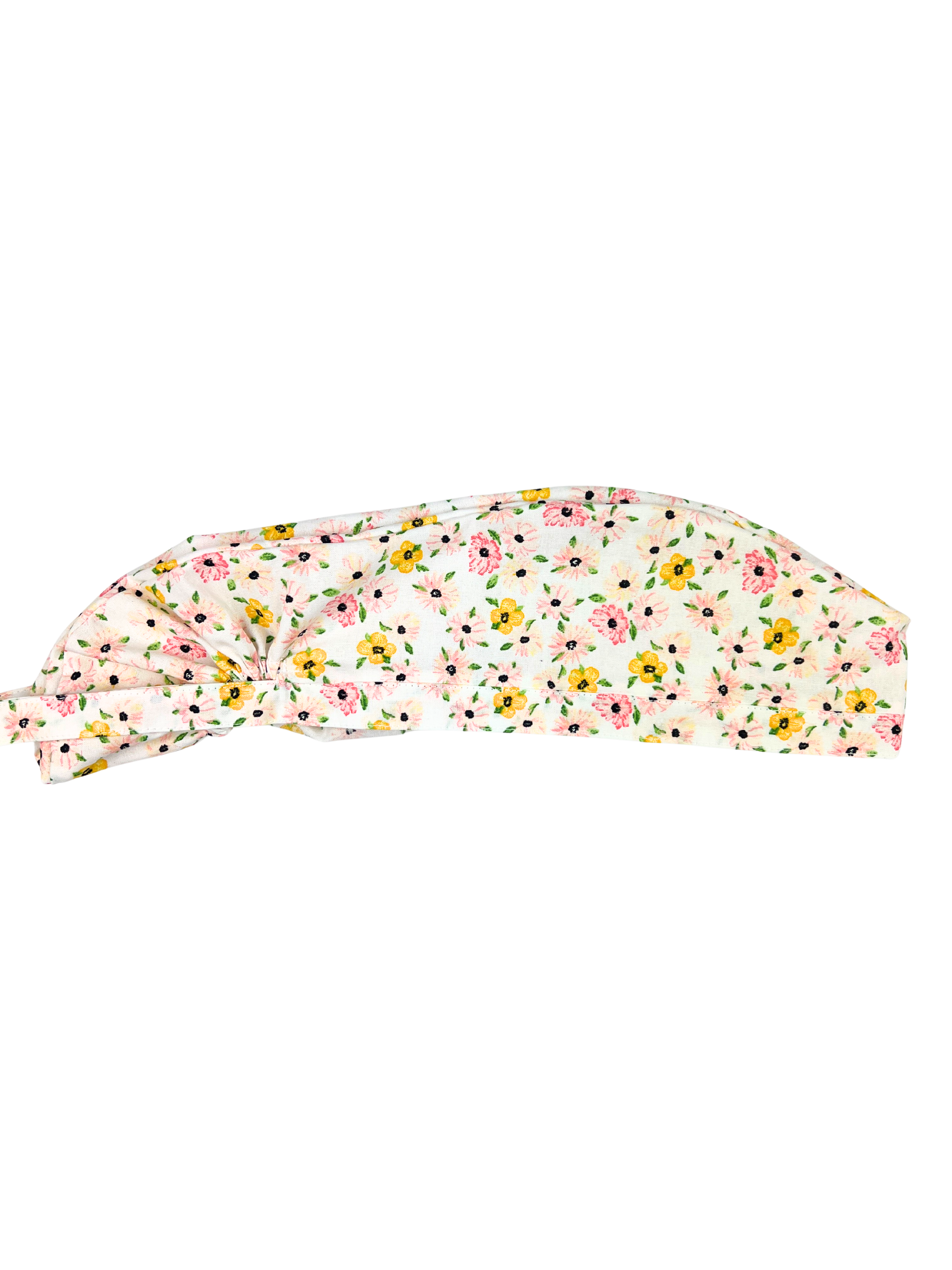 Yellow and Pink Floral Women's Long Hair Scrub Cap